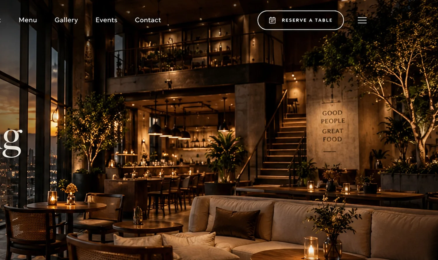 Warm café interior with comfortable seating